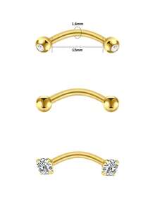 3 chiếc khuyên rốn nhỏ bằng thép không gỉ 316L 14G dành cho nữ, khuyên rốn nhỏ bằng thép không gỉ, trang sức xỏ khuyên Rook, khuyên lông mày, khuyên cong không gây dị ứng, 6/8/10/12/14/16/18mm - Nhiều màu - Xem 14