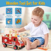 Vanplay 47-teiliges Werkzeugset aus Holz für Kleinkinder im Alter von 2–4 Jahren – Montessori-Rollenspiel-Bauspielzeug, Geburtstags- oder Weihnachtsgeschenk für Jungen und Mädchen