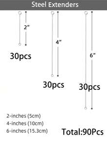 3/90 件女士不锈钢项链延长链 耐用坚固可拆卸项链手链脚链延长饰品制作链