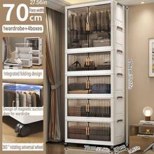 Foldable Wardrobe Clothes Storage Cabinet, Thickened Closet For Home/Bedroom, Easy Installation, Suitable For Children