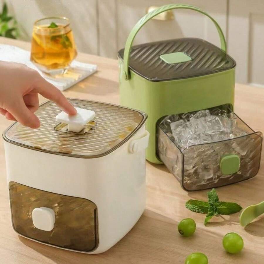 1pcs48制冰机带易盖-大容量双层冰块架 冰块储存盒 冰块模具 夏季清凉冰块架