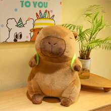 Muñeco Peluche Capibara Con Mochila De Tortuga 25CM  Juguete Kawaii Suave Esponjoso Tierno Regalo Perfecto Cumpleaños Navidad Pascua Juguete Para Niños Niñas Decoracion Hogar Almohada Abrazable