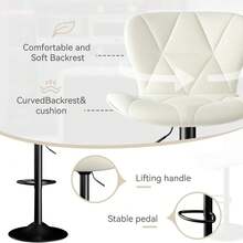 Nalupatio Modern Bar Stool 1 Piece Set, Bar Stool, Faux Leather Upholstered Swivel Bar Stool, Adjustable Counter Height Bar Chair With Backrest For Kitchen Island - 白色 - 查看 6