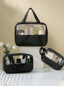 3pcs/1set Clear Toiletry Bag, Women Makeup Bag, Large Travel Cosmetic Organizer, Waterproof Toiletry Pouch For Bathroom, Dorm, Men, Women, Cruise, Beach Trip, Beach Accessories, Holiday Essentials, Summer Vacation Beach Essentials Back To School