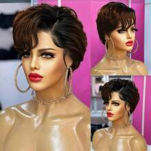 13*4 Lace Front Wigs Short Pixie Cut Wig Human Hair Wigs For Women 6inch Perfect For Daily Wear & Parties - S1/4 - View 3
