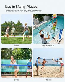 SONGMICS 4 Meter Badminton Net, Volleyball Net With Height-Adjustable Posts, Portable Tennis Net For Youth, Blue MSYQ400 - Blue - View 6