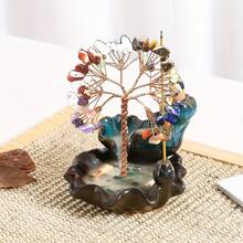 Natural Crystal Seven Chakra Gravels A Ceramic 7 Flowing Backflow Cones Featuring Phoenix Tail Lucky Tree Healing Gemstone Ornament Home Desktop Decoration - Seven Chakra Backflow Incense Tree - View 10
