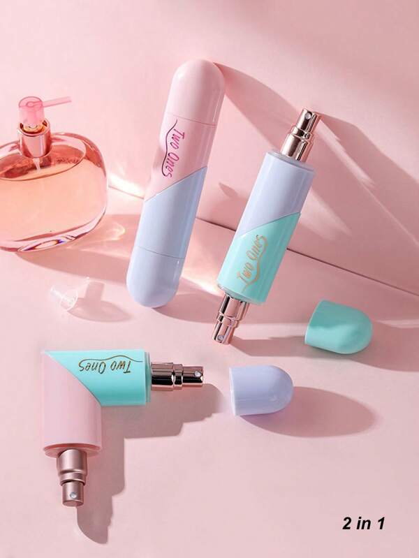 1pc/2pcs 5ml+5ml Macaron Dual-Color Soft Pink Dual-End 2-In-1 Perfume Travel Bottle, Macaron Heart Shape Sprayer, Gift, Portable For Travel