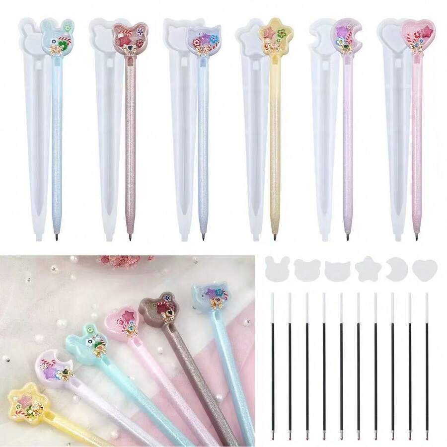 Multi-Style Animal Quicksand Pen Resin Mold Silicone Mold Handmade Diy Quicksand Craft Molds