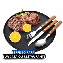 PREMIUM 18 Stainless Steel Cutlery Set With Wooden Handle For Home And Restaurant Kitchen