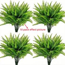 4 Bündel künstliche Pflanzen, Fälschungsfarne Büsche, Faux-Sträucher, UV-beständige Grünpflanzen für Heim, Garten, Außenbereich, Valentinstag, Geschenk