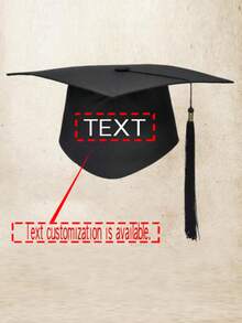 1pc Customizable High-Definition Text/Logo Graduation Cap, Bachelor Cap, Doctorate Cap, Master Cap, Essential Accessory For Graduation Season, Graduation Party, Graduation Ceremony Photos, Suitable For University Graduation Supplies - Black Tassels - View 1