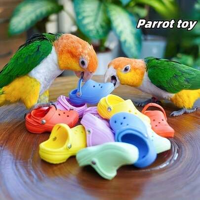 10pcs Parrot Chew Toy Slipper Model Bird Toy Suitable For Spring And Summer Birds Grinding Teeth Cleaning Teeth Relief From The High Vent Clear Educational Bird Toy Training Toy Silicone Material Assured Use Of Random Color