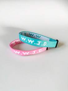 Set de 1/2/4 piezas Pulsera WWJD, Correa manual de colores aleatorios ¿Qué haría Jesús? Pulseras trenzadas hechas a mano bordadas, joyería cristiana inspiradora, muñequera deportiva unisex