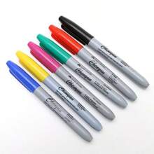 12pcs Fine Tip Black Permanent Marker Pens, Assorted Color Markers Suitable For Office, School And Craft Projects