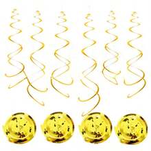 6pcs Rainbow Hanging Spiral Decorations, Colorful Foil Spiral Hanging Ornaments, Spiral Ceiling Decor, Wreaths, Suitable For Birthday, Wedding, Bridal Shower, Carnival Party - Multicolor - View 13