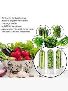 1 pieza/2 piezas Recipientes para mantener la frescura de los vegetales, mantiene el cilantro y los espárragos frescos, adecuado para uso en el refrigerador, conserva la frescura de las hierbas envasadas, almacenamiento de menta en el refrigerador, mantiene los vegetales frescos durante 2-3 semanas, suministros para preservar vegetales, útiles escolares, regalo del Día de Acción de Gracias, Festival de la Cosecha, Cena Familiar