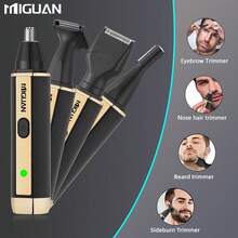 Kit de arreglo profesional 4 en 1, recortadora de vello nasal y de oídos recargable por USB, afeitadora de barba y cejas, herramientas de cuidado personal para hombres - Dorado - Ver 6