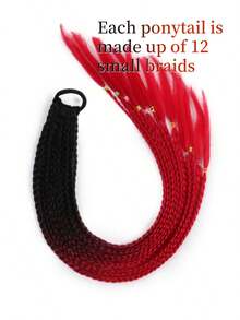 2-Pack Handwoven Colored Ponytail Wig 24-Inch Rubber Band Colored Braid Hair Extensions Ladies Party Role Play Holiday Dress Stage Show Accessories Three-Strand Braid Wig - S19 - View 2