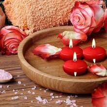 10pcs Floating Candles, Smokeless Single Wick - Suitable For Romantic Atmosphere And Decoration, Ideal For Valentine's Day, Christmas, Thanksgiving, Mother's Day, Father's Day Celebrations, Red Festival Candles - Red - View 4