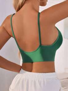 3 piezas Tops tipo camiseta de mujer, tops de sujetador sin costuras, estilo casual y cómodo, de cuello en V y sin alambres, en unicolor