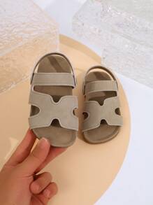 1 Paio di Sandali casual in stile moda per bambini, con suola morbida, color kaki, scarpe da spiaggia estive unisex per bambine e bambini, con suola morbida, slip-on, punta aperta