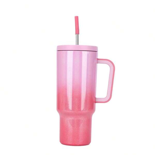 Botella de agua de acero inoxidable de 40 onzas con tapa y pajita, ideal para estudiantes, mantiene las bebidas frías durante 30 horas, apta para lavavajillas (Ombre)