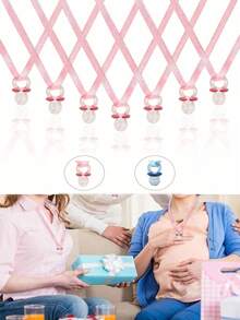 50pcs Mini Baby Pacifier Pendant (With Ribbon), Baby Shower Favors, Birthday Party Decorations, Nursery Decor - Multicolor - View 3
