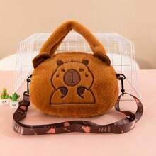 Capybara Crossbody Bag Portable Shoulder Bag Purse Cute Plush Bag For Outdoor Party,Stuffed Capybara Plush Bag Cartoon Capybara Plush Animal Handbag