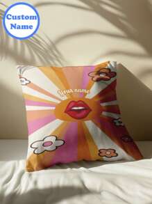 1pc Nome Personalizado Impresso DIY Fronha, Personalizado Single-Side Printed Pillow Cover Para Família, Crianças, Animal de Estimação, Amigos. Perfeito Para Casamento, Festival, Festa, Dia das Mães, Dia dos Pais, Ação de Graças, Sala de estar Sofá, Quarto Capa de Almofada Decorativa