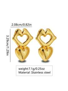 1 Pair Stainless Steel Cute Lip Shape & Heart Cartoons Earrings, & Playful Design, Suitable For Women's Daily Wear, Dates, Valentine's Day Gifts