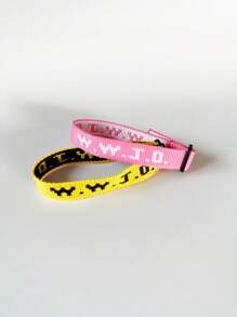Set de 1/2/4 piezas Pulsera WWJD, Correa manual de colores aleatorios ¿Qué haría Jesús? Pulseras trenzadas hechas a mano bordadas, joyería cristiana inspiradora, muñequera deportiva unisex