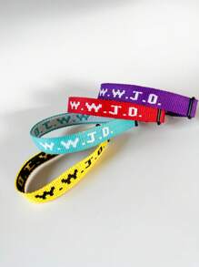 Set de 1/2/4 piezas Pulsera WWJD, Correa manual de colores aleatorios ¿Qué haría Jesús? Pulseras trenzadas hechas a mano bordadas, joyería cristiana inspiradora, muñequera deportiva unisex