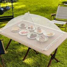 Large Pop-Up White Mesh Food Cover Tent - Collapsible And Washable, Ideal For Outdoor Picnics, BBQs And Parties, Fly-Proof, Great For Covering Breakfast Spreads, Party Food Tents - Picnic Accessories
