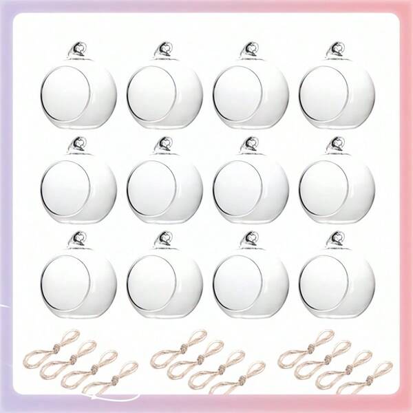 1pc/6pcs Hanging Glass Candle Holders - Mini Transparent Glass Globe Candle Holders, Suitable For Wedding Center Decor, Garden Decor, Christmas, Halloween, Wedding, Party Gifts - 2.36 Inch/6cm Tabletop Candle Holders (Includes Rope)