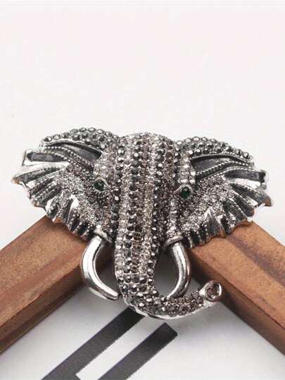 1 قطعة إبرة وشارة فاخرة ذات تصميم أنيق على شكل فيل مرصعة بالكريستال للنساء والرجال ، إبرة جميلة ذات طابع فاخر من التحف بتصميم حيواني براق