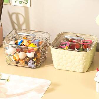 1pc Desktop Storage Box, Jewelry Organizer Box, Large Capacity Dust-Proof And Moisture-Proof Covered Jewelry, Hair Ties, Hair Clips, Hair Accessories Storage Container, Suitable For Home, Vanity, Bathroom, Laundry