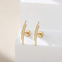 SWANJO 1pc Titanium Double Line Curved Stud Earring For Women Cartilage Tragus Helix Piercing Body Jewelry - TC253 - View 5