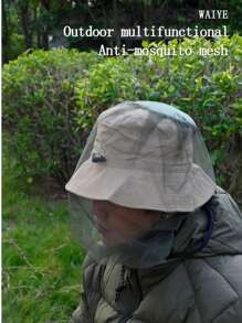 Red mosquitera verde de EVA para exteriores - Malla retráctil automática, transpirable y lavable a máquina, apta para camping y pesca, cortina antimosquitos retráctil automática, gorra antinsectos versátil para exteriores (sombrero no incluido)