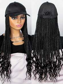 Baseball Cap/Baseball Cap Synthetic Fiber Party Wig With 3-Strand Braided Hairband And Floral Synthetic Hair - Black - View 1