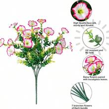 Artificial Flower Plants Outdoor Outdoor Decoration,12 Bundles Of Fake Silk Color Morning Glory UV Sunscreen Appearance Real Suitable For Spring/Summer Front Porch Garden POTS Garden Jars- No Container Included - Multicolor - View 6