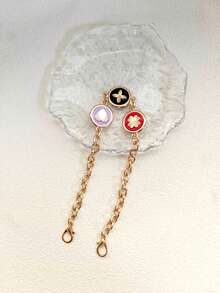 1pc Women Colorful Round Long Chain, Palette Charm, Clover Pendant Adjustable Shoulder Strap Replacement Chain - Multicolor - View 5