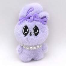 2025 新款可爱大眼甜心兔子娃娃钥匙扣小雕像、社交媒体兔子挂饰、节日/生日礼物 - 彩色 - 查看 9