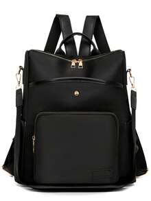 Lightweight, Waterproof, Large Capacity Personalized Fashion Casual Multi-Pocket Backpack, School Style Functional Backpack, Coin Purse, Suitable For School, Women Casual Shoulder Bag, Women Travel Backpack, Fashionable Student Bookbag, Shoulder Bag, Outing, Shopping, Travel, Business, Beginner, Office Worker, Perfect For Office - Black - View 2