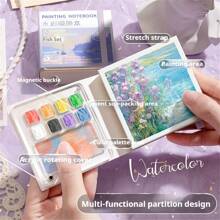 1 blocco da schizzo portatile mini acquerello con vassoio per i colori - 50 fogli, carta di media spessore, ideale per artisti in movimento (i colori non sono inclusi), Festa della Mamma, regalo per la mamma