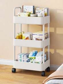 带轮子的滚动便携式推车 - 可拆卸塑料储物整理架，多功能，适用于洗漱用品、化妆品、零食，适用于办公室、厨房、浴室、卧室、宿舍 - 彩色 - 查看 6