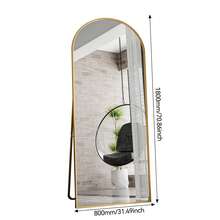 Full-Length Mirror, 80 X 180 Cm, Curved Standing Mirror, Full-Length Mirror, Wall-Mounted, Leaning Mirror, Standing Mirror, Full-Length Mirror As A Dressing Mirror For The Living Room, Gold - 金色-80x180cm - 查看 13