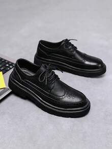 Men's 2025 New Oxford Dress Shoes, Brogue Style, Business/Casual Wear, Comfortable Elevator Shoes, Suitable For All Seasons