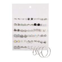 30 Pairs Retro Silver Butterfly & Geometric Design Earring Set - ZJ2890-30 Pairs Of Earrings Set - View 10