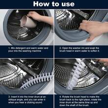 1/2件装滚筒洗衣机清洁刷 洗衣机滚筒内壁清洁刷 专用长柄刷 内壁缝隙刷 清洁工具